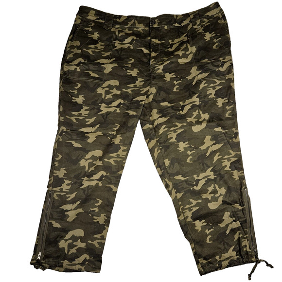 ELOQUII Cargo Pants Camo Plus Size 26 Cotton Stretch Ankle Zip Modern Casual - Picture 3 of 14